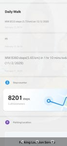 Steps covered while walking shown by step counter app on my smartphone as a part in exercise for hypertension and diabetes