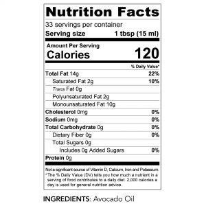 Avocado oil nutri info