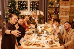 family eating together with wholesome diet to age gracefully