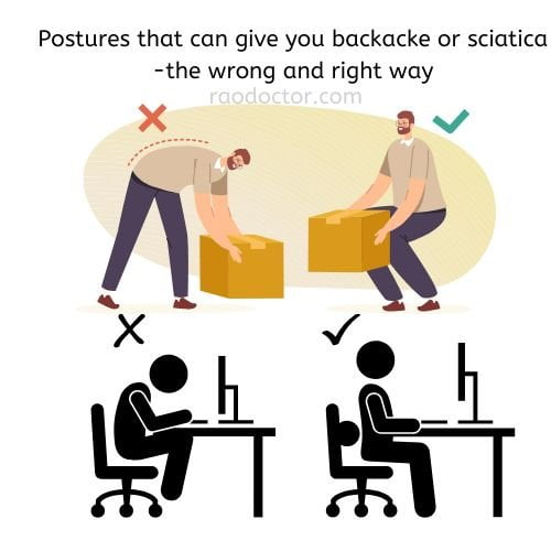 Postures that can cause backache or sciatica