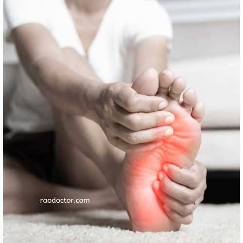 Woman having foot pain due to plantar fasciitis