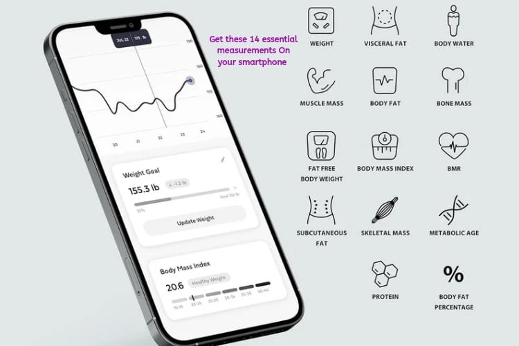 14 essential measurements seen on your smartphone linked to a smart scale 