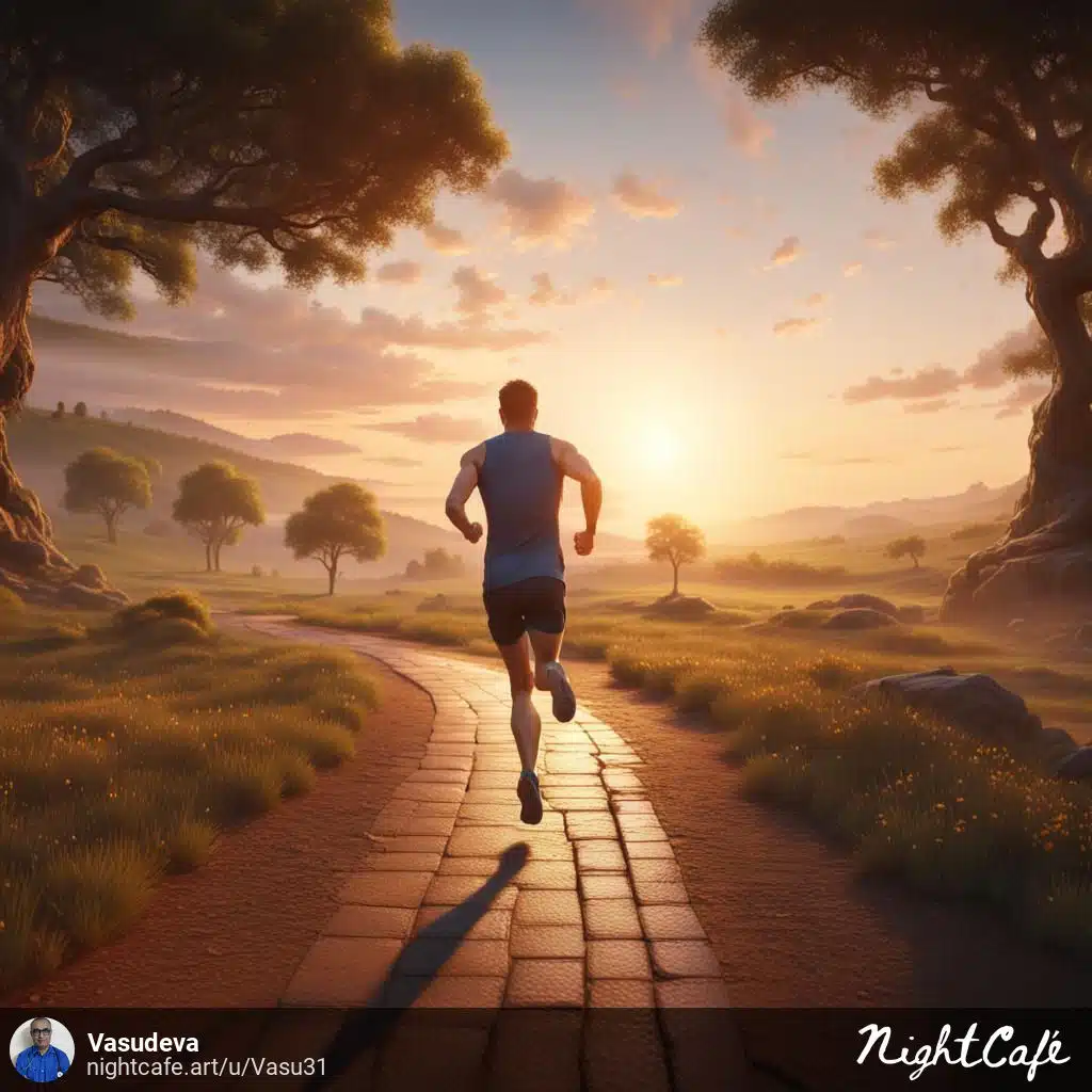 Image showing running as an exercise to lose belly fat and improve muscle mass