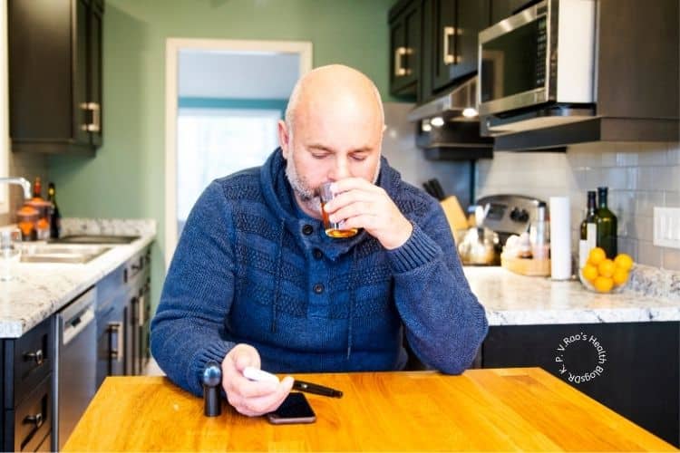 A person checking for high blood sugar