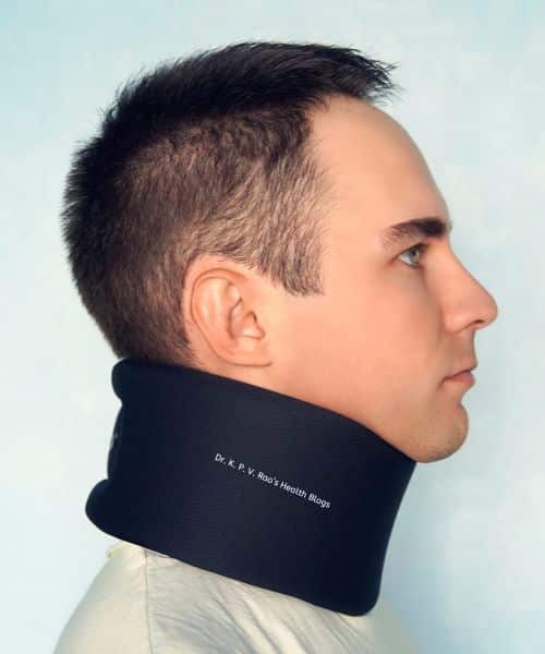 A neck collar to support neck and relieve pain of cervical spondylitis