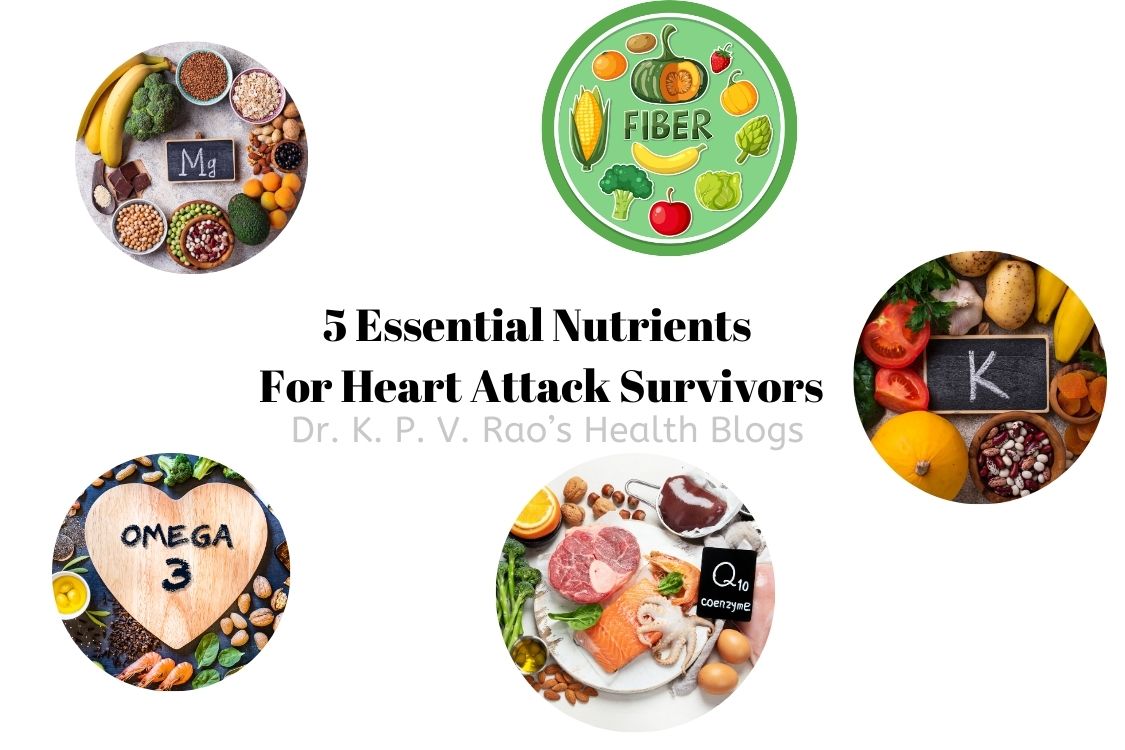 Image shows 5 essential nutrients for heart attack survivors