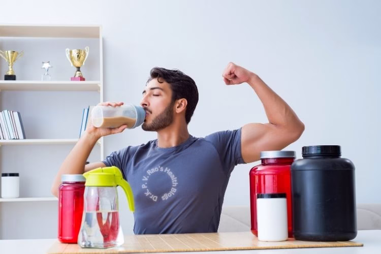 FAQs on Muscle Mass Building 2 Image shows a man having protein supplements shake to build muscle mass
