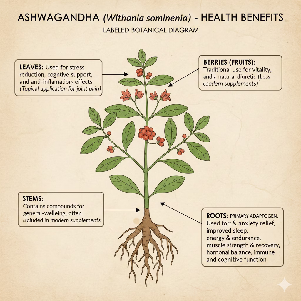 Image illustration of benefits of ashwagandha