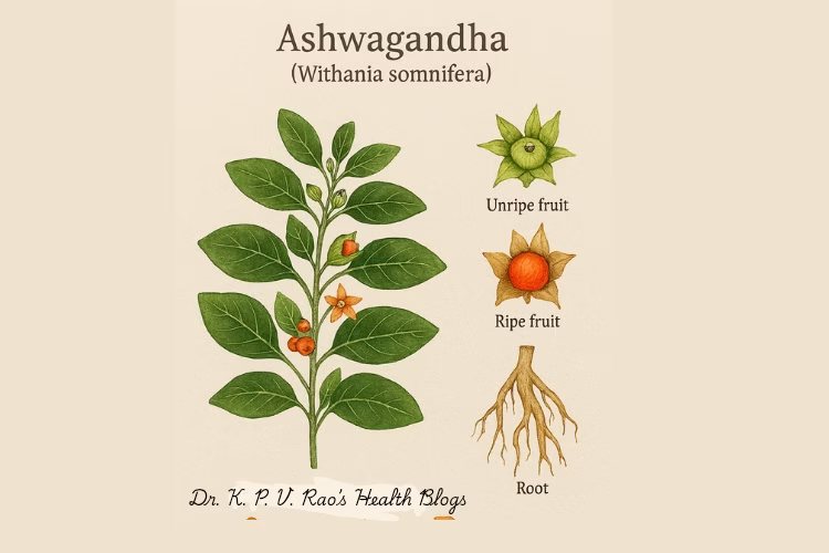 How a small dose of Ashwagandha can make you feel better 1 Ashwagandha plant with health improving parts