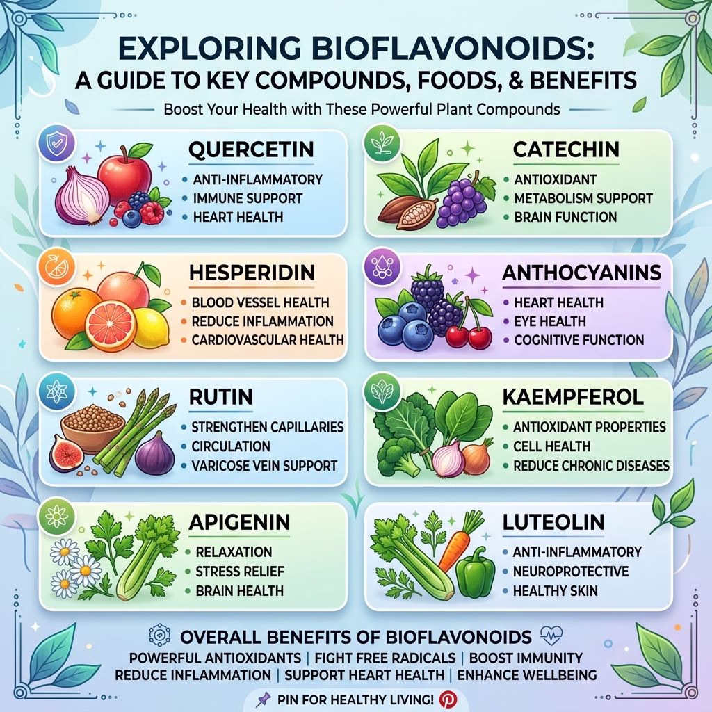 Image showing 8 easily available bioflavonoids and their properties